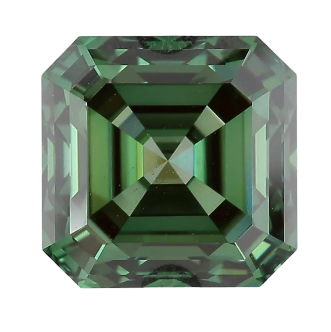 3.33ct IGI Certified Fancy Vivid Green Asscher Cut Lab Diamond