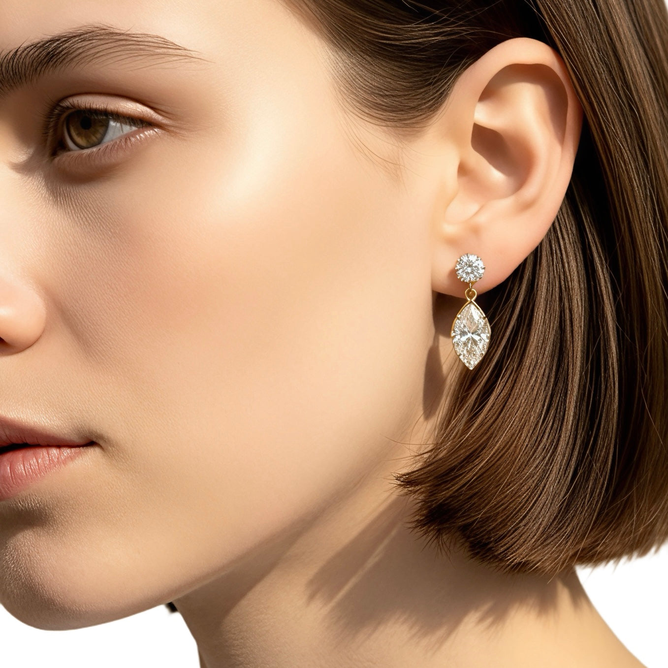Marquise Dangle Earrings in 14K Yellow Gold
