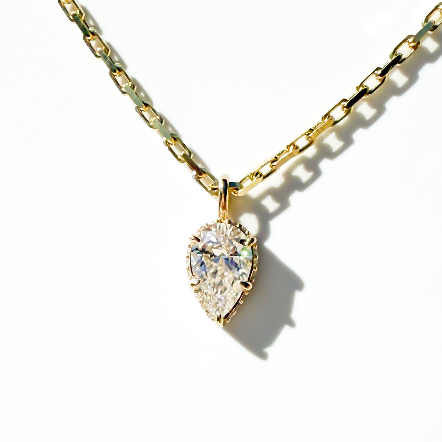 Pear-Shaped Diamond Pendant in 14K Yellow Gold