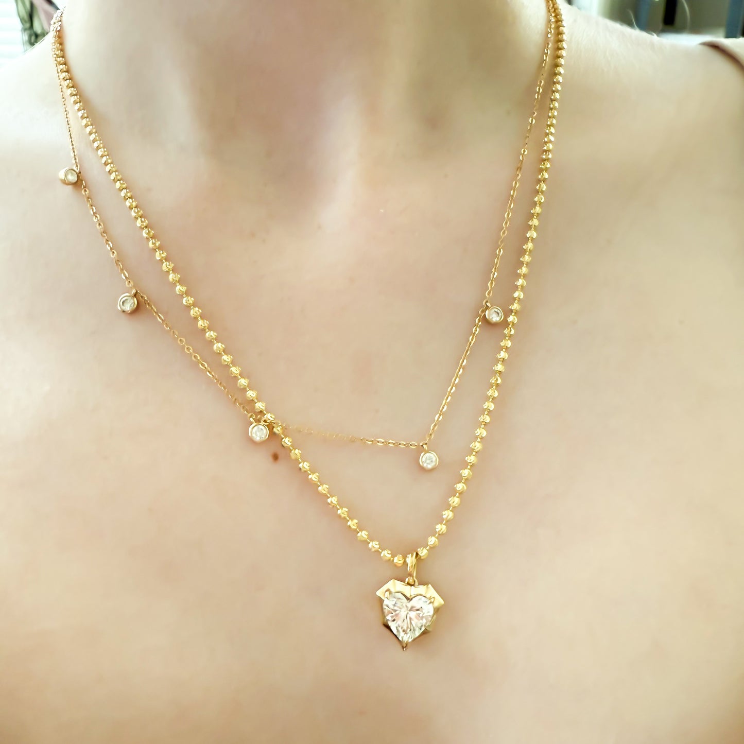 Heart-Shaped Diamond Pendant in 14K Yellow Gold