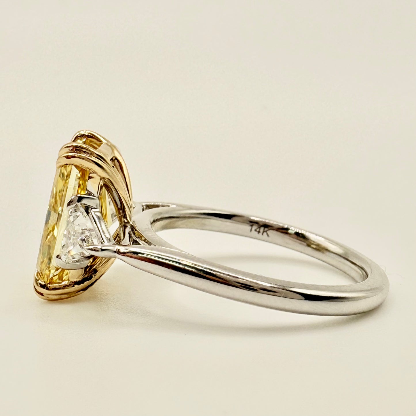 Fancy Yellow Radiant Three Stone Ring