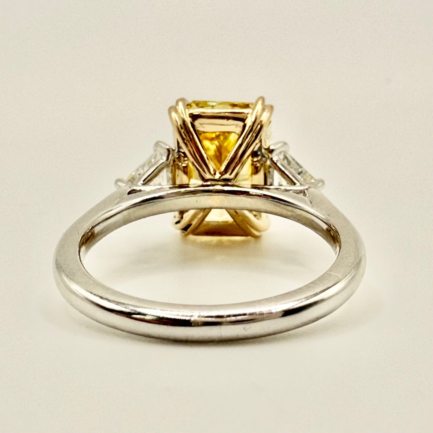 Fancy Yellow Radiant Three Stone Ring
