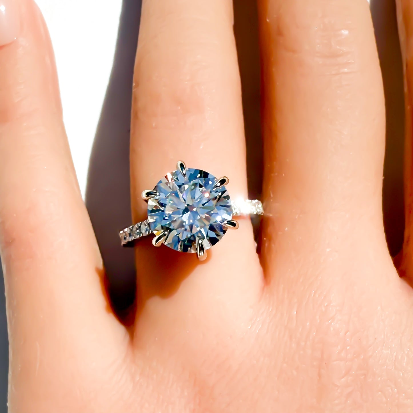 Classic 4.3ct Round Brilliant Pave Solitaire Ring