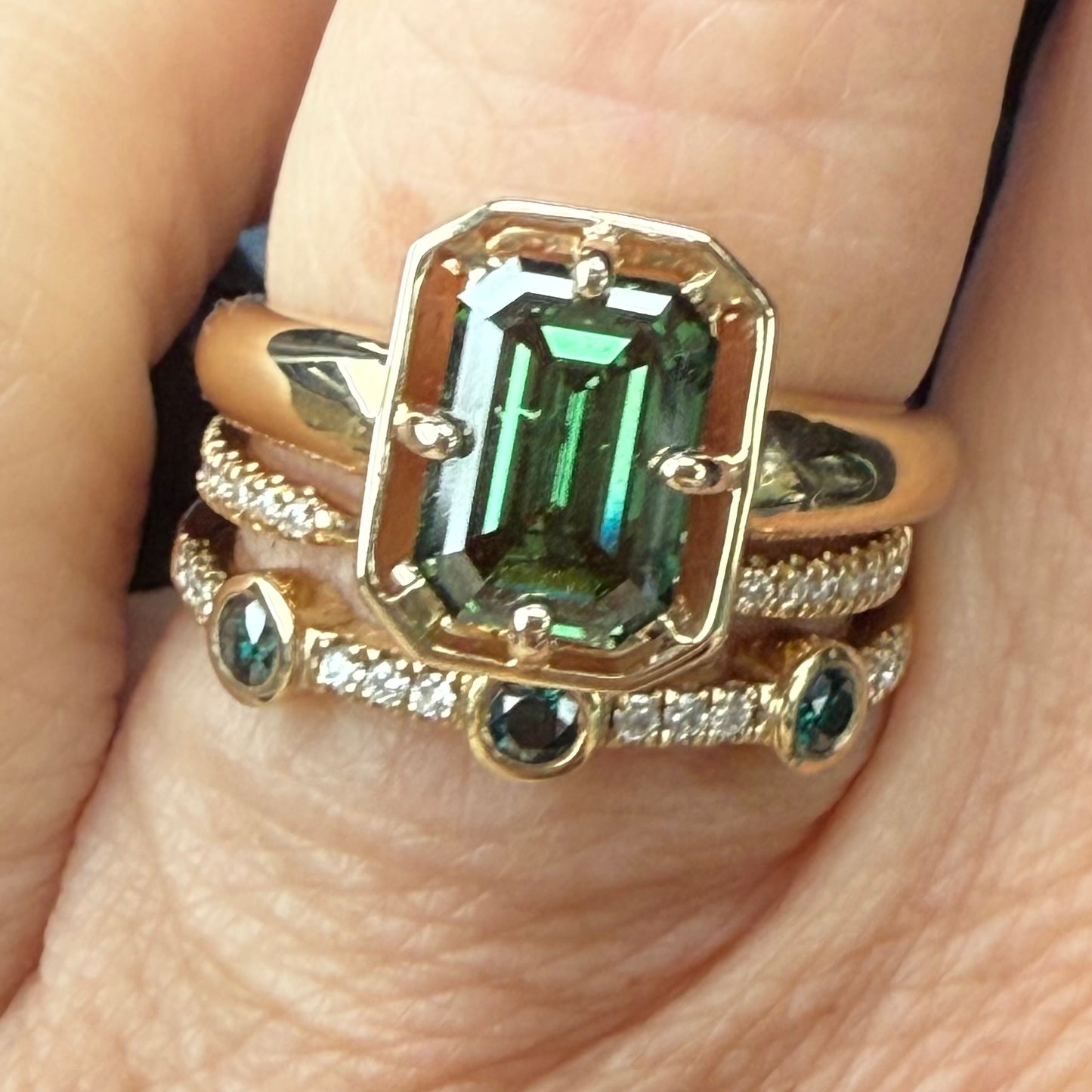 The Frame-Up Green Emerald Cut Diamond Ring