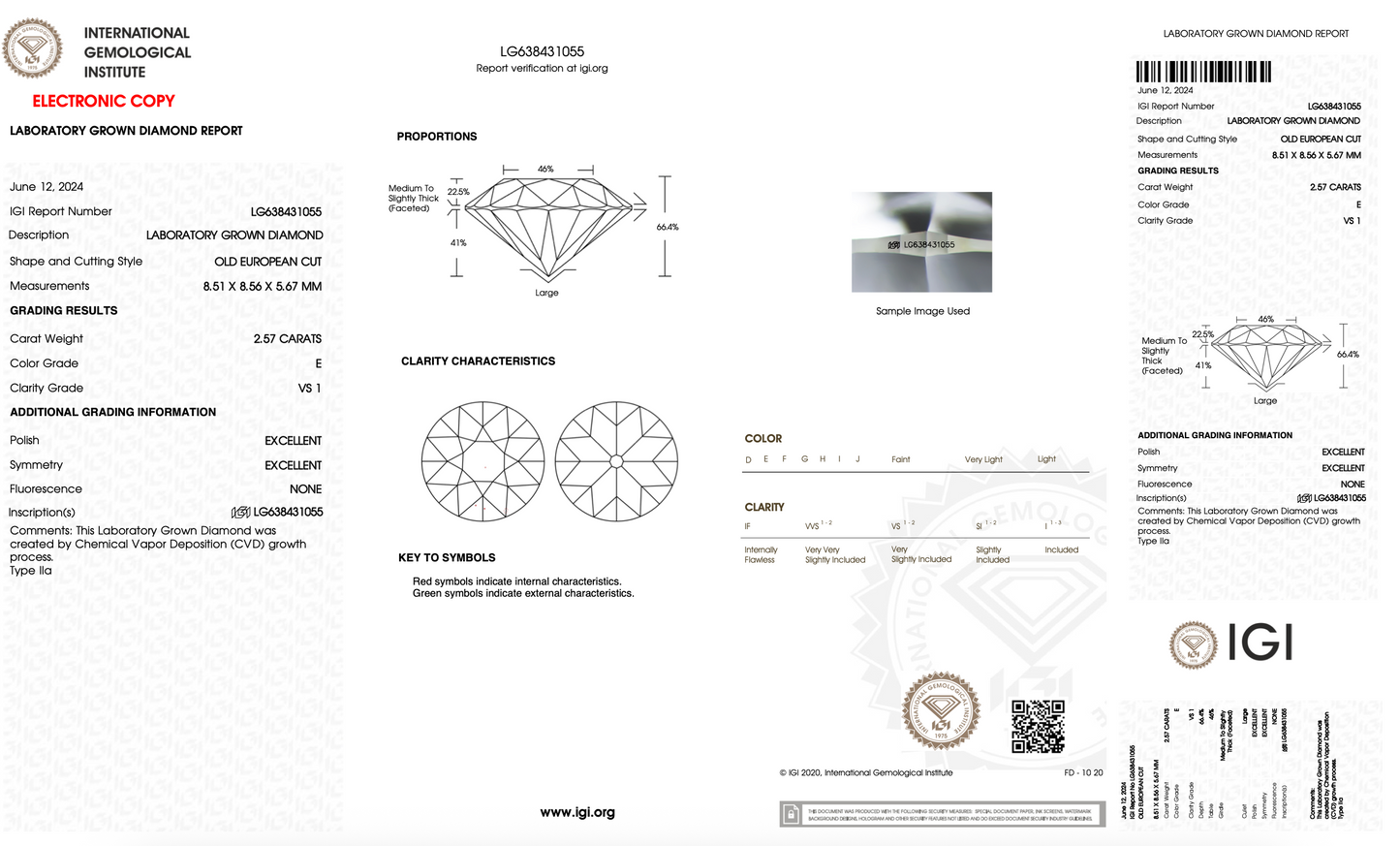 2.57ct European Cut (OEC) IGI Certified Lab Diamond