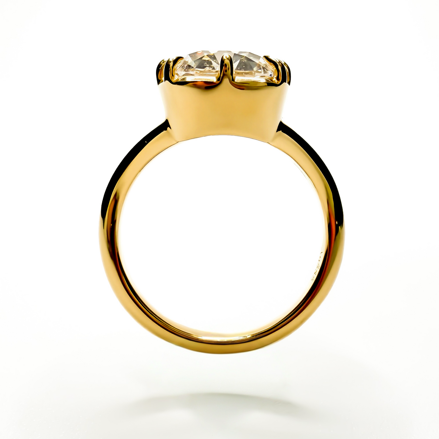 5.09ct old mine cushion cut diamond in 14K yellow gold