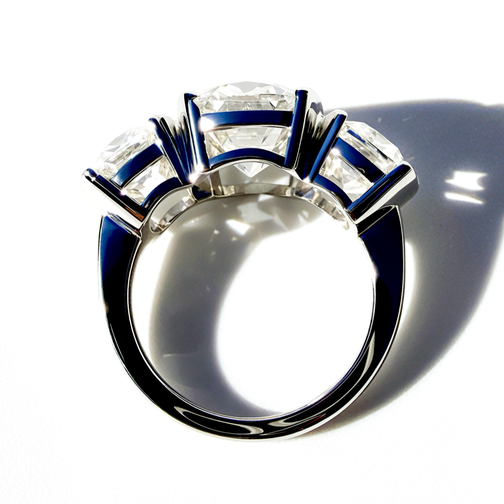 10ct Old Mine Cut Triad in Platinum