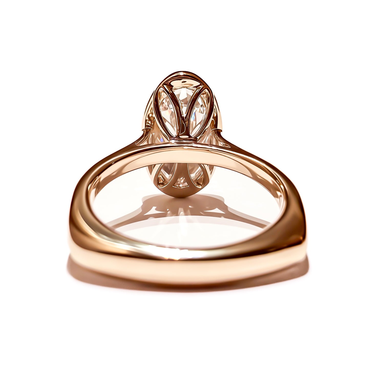 Antique Cut Elongated Oval Bezel Engagement Ring Set