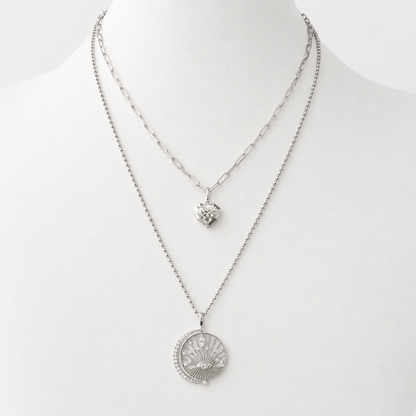 Heart-Shaped Diamond Pendant in 14K White Gold