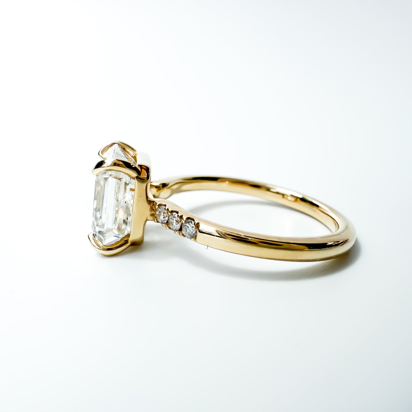 Asscher floating gallery ring