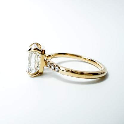 Asscher floating gallery ring