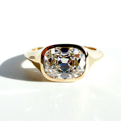 The Bicoastal Signet: 1.8ct Old Mine Cut Cushion in 14K Yellow Gold