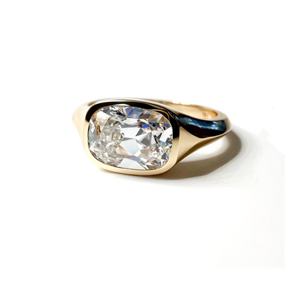 The Bicoastal Signet: 1.8ct Old Mine Cut Cushion in 14K Yellow Gold
