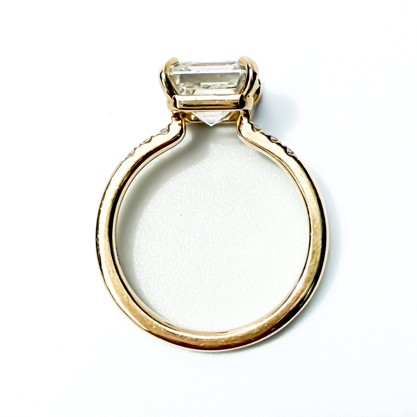 Asscher floating gallery ring