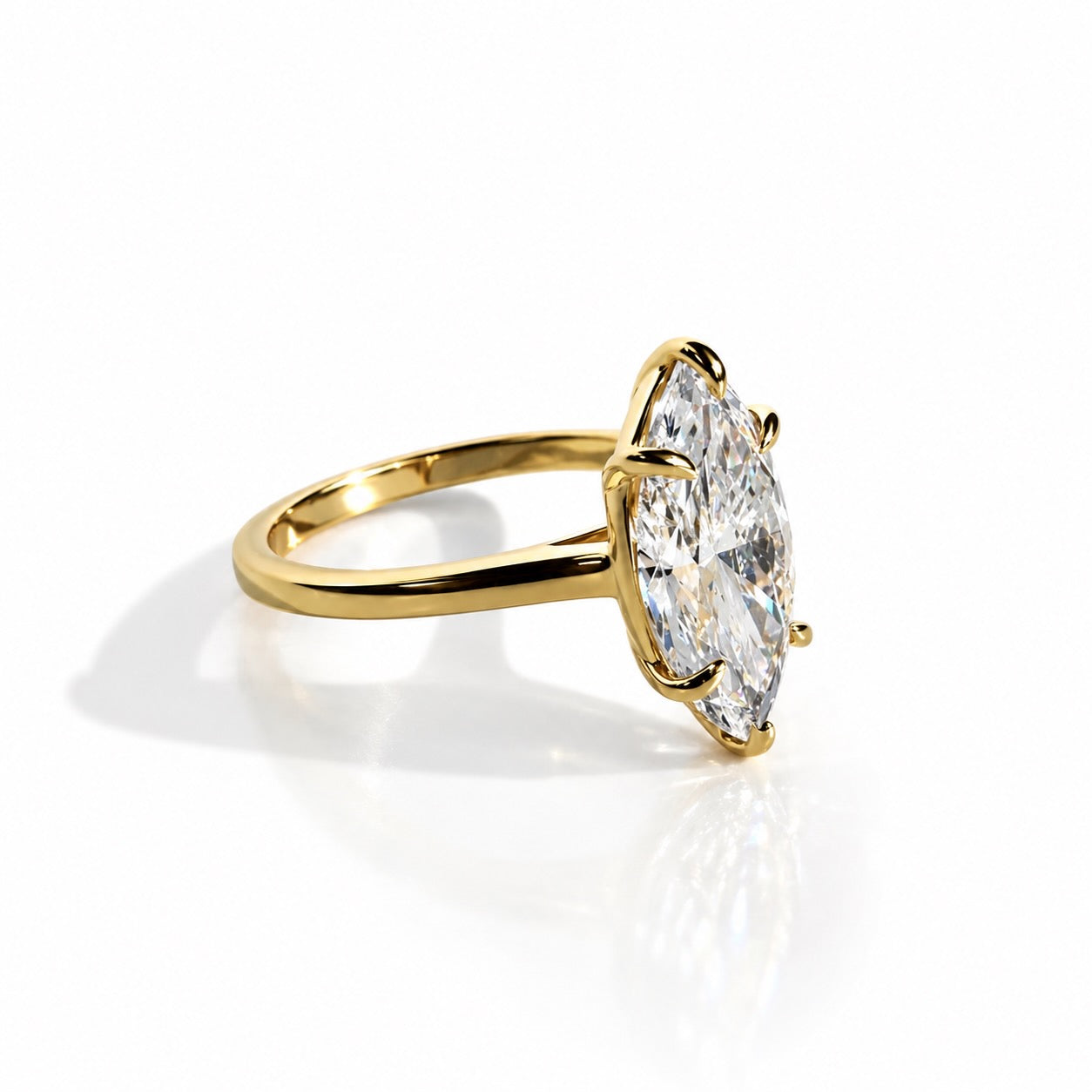 The Fifth Avenue Marquise Solitaire in 14K Yellow Gold