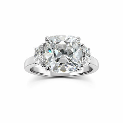 The Lunar Heirloom, 3.62ct OMC Cushion with Half Moons in 14K White Gold