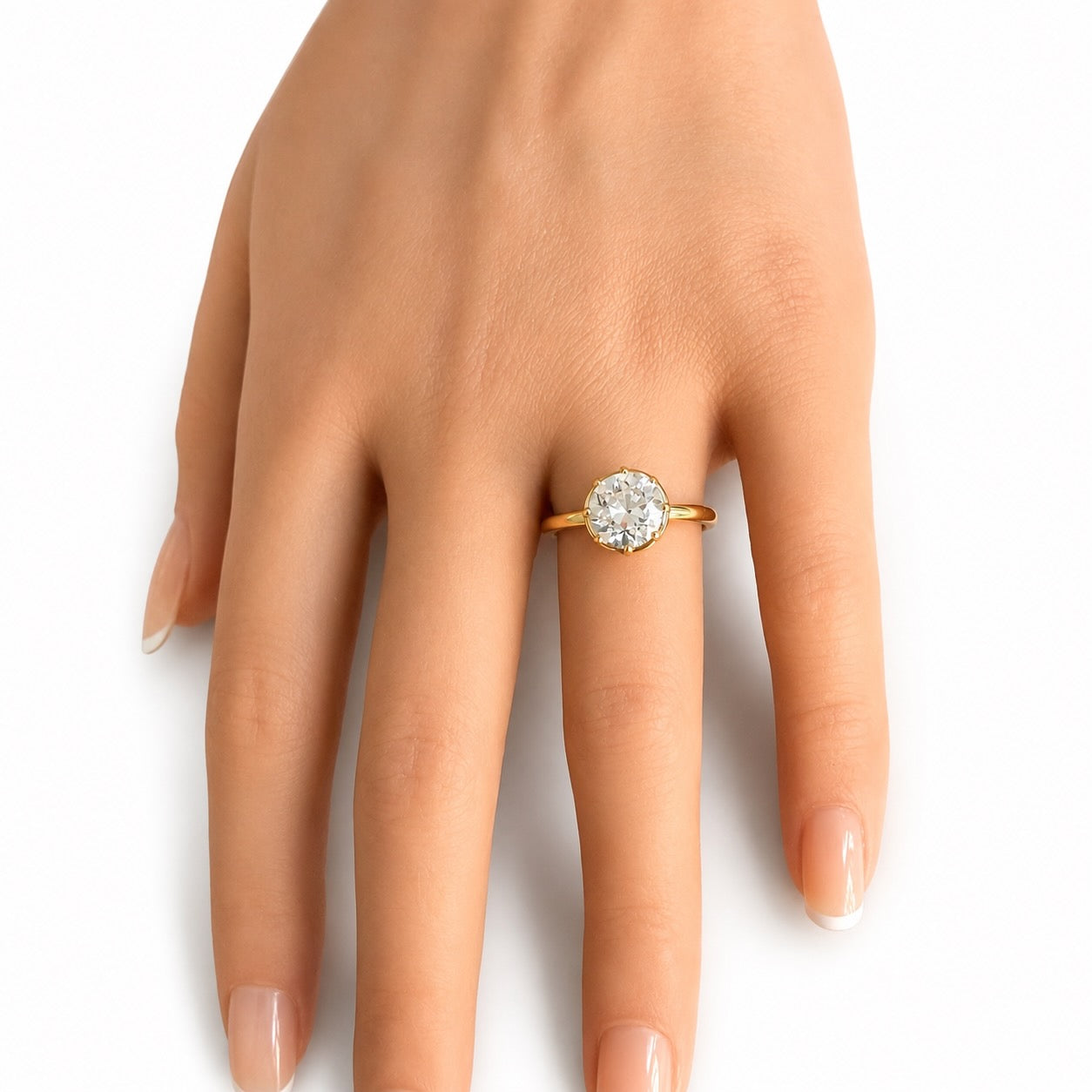 The 8 Ball 2ct Old European Cut Round Solitaire in 14K Yellow Gold