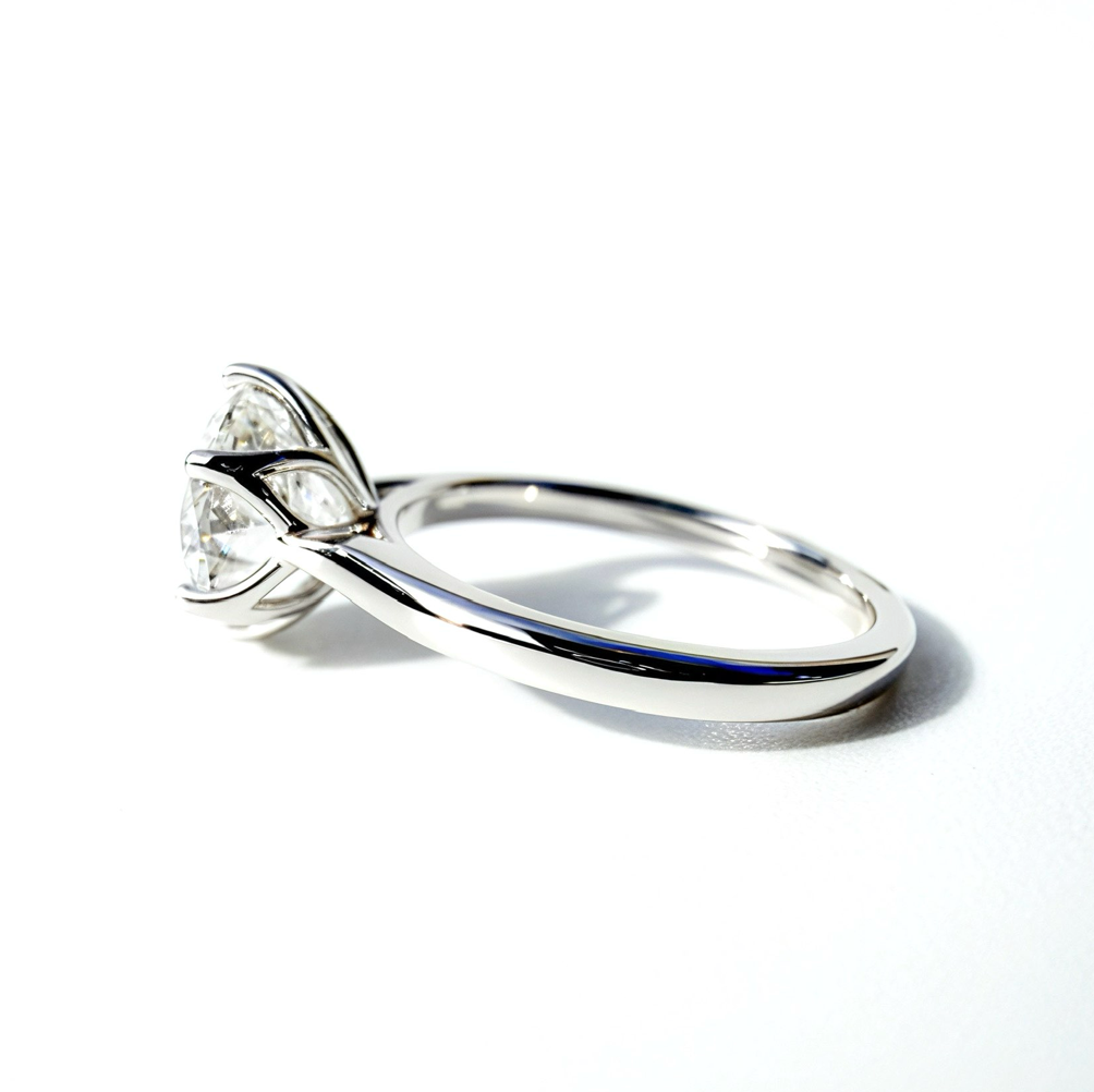 2.5ct E VS1 Tulip Basket Solitaire Engagement Ring in 14K White Gold