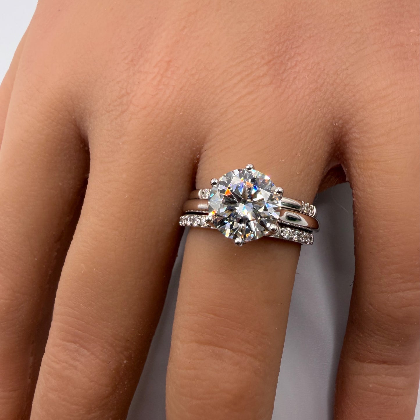 2.5ct E VS1 Tulip Basket Solitaire Engagement Ring in 14K White Gold