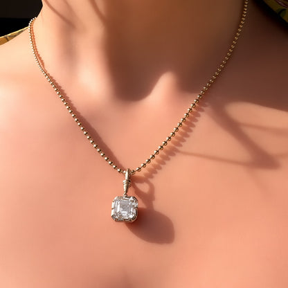 3ct Asscher Button Back Pendant in 14K Yellow Gold