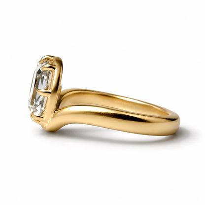 Heirloom Curved Pinky Ring in 14K Yellow Gold, Satin Finish