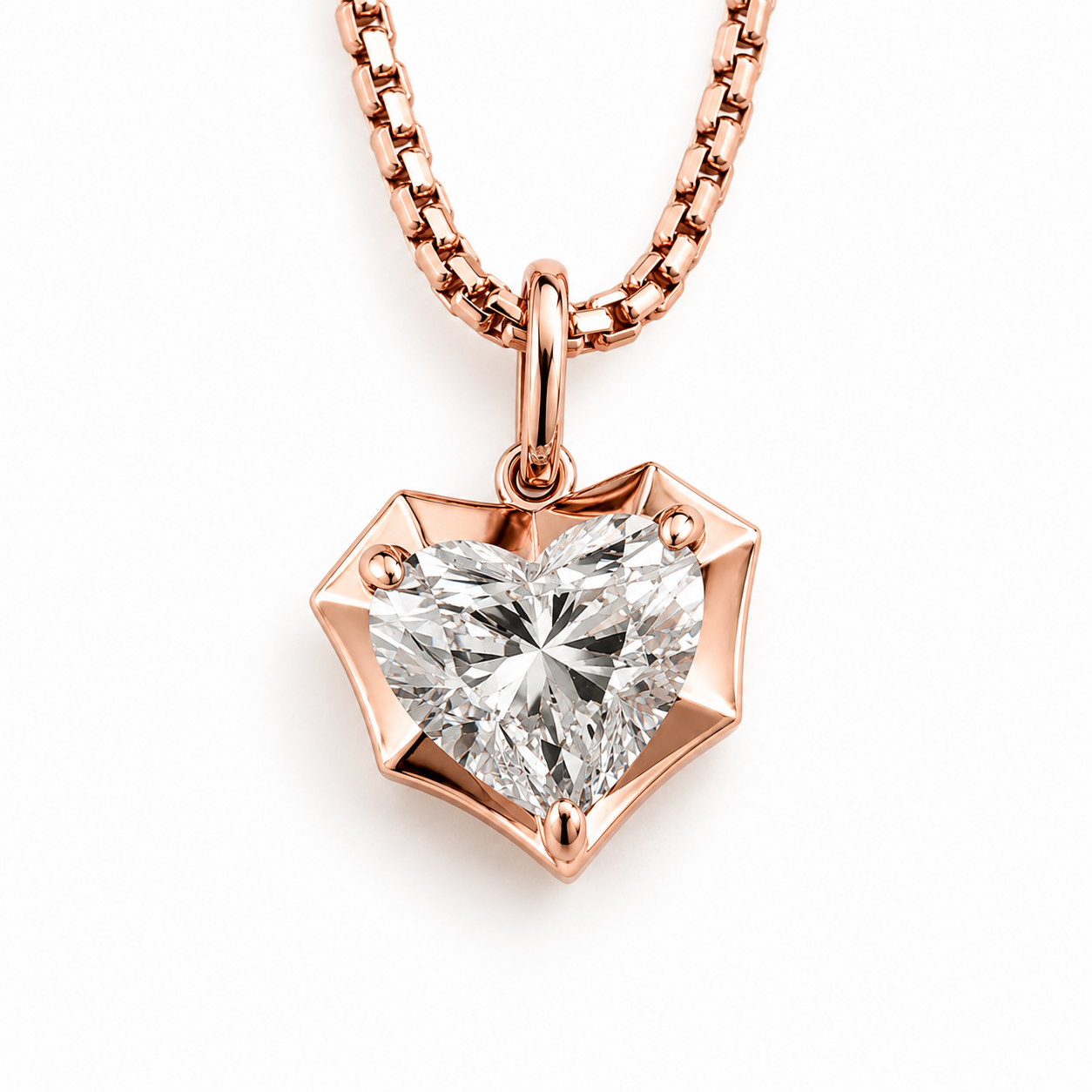 Heart-Shaped Diamond Pendant in 14K Rose Gold