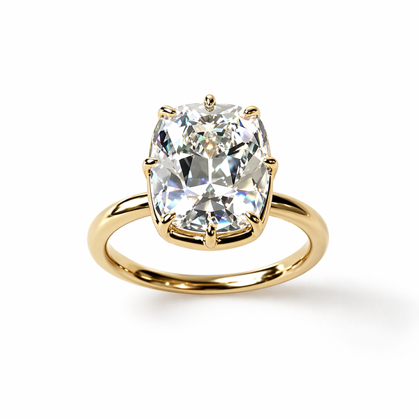 The Heirloom Solitaire, 4.08ct Old Mine Cut Cushion in 14K Yellow Gold