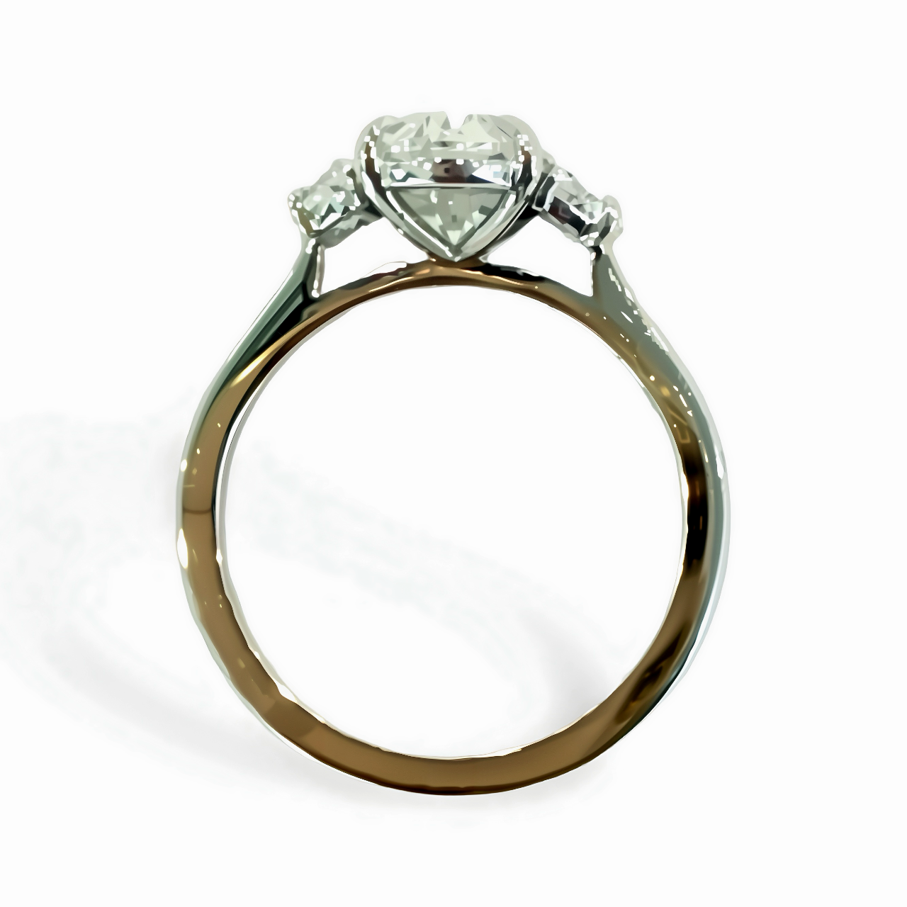 Antique Oval Three Stone Ring with Half Moons