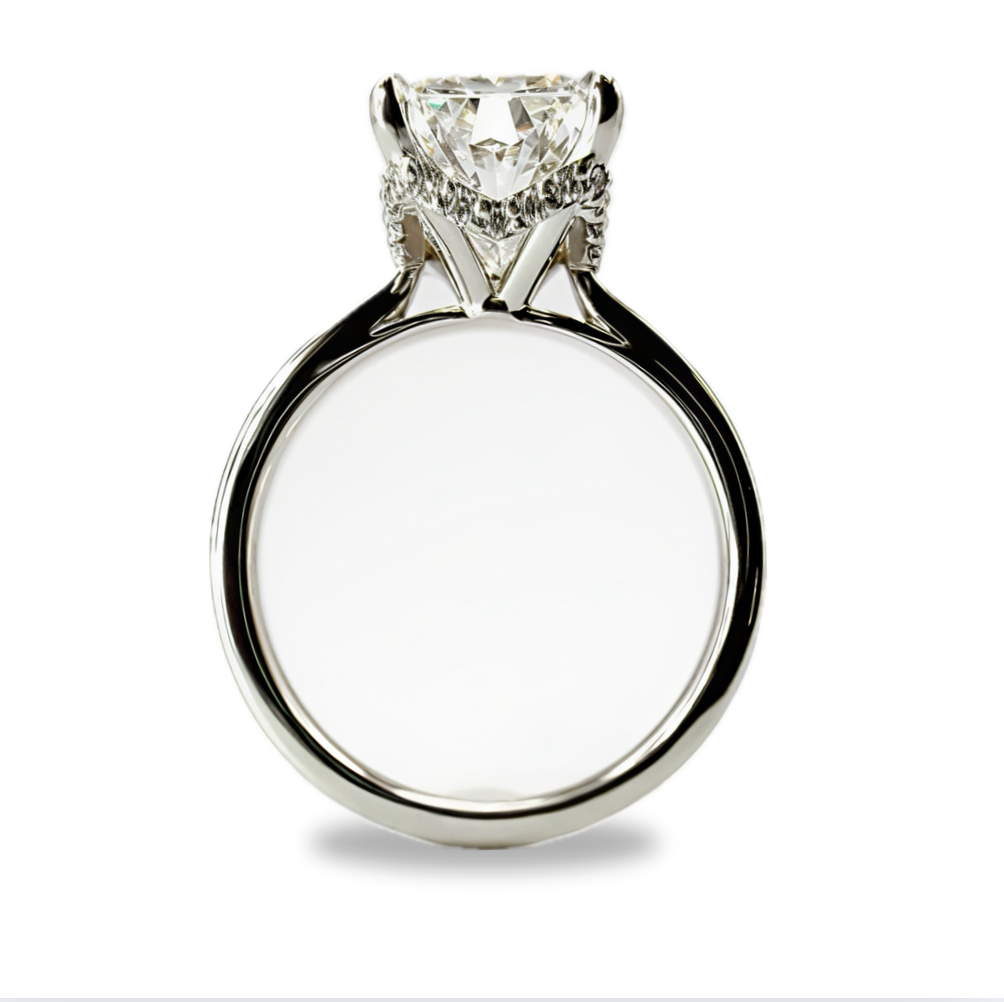 4ct Radiant Garland Pave Basket Solitaire in 14K White Gold