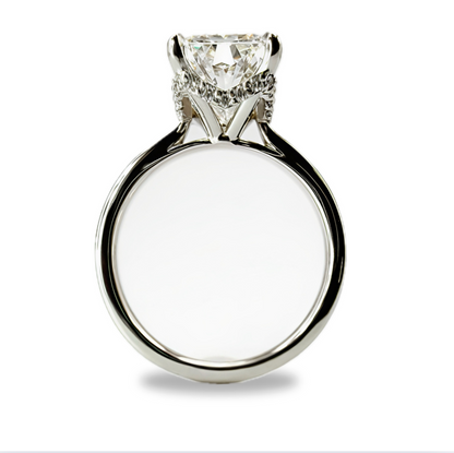 4ct Radiant Garland Pave Basket Solitaire in 14K White Gold