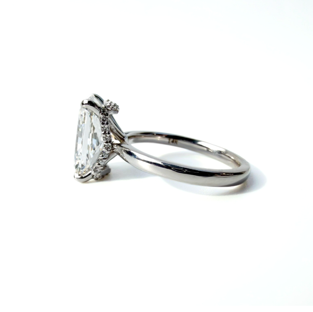 4ct Radiant Garland Pave Basket Solitaire in 14K White Gold