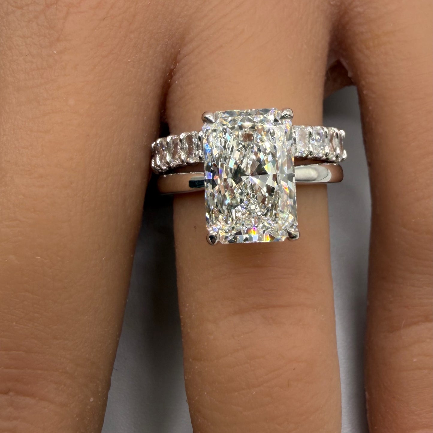 4ct Radiant Garland Pave Basket Solitaire in 14K White Gold