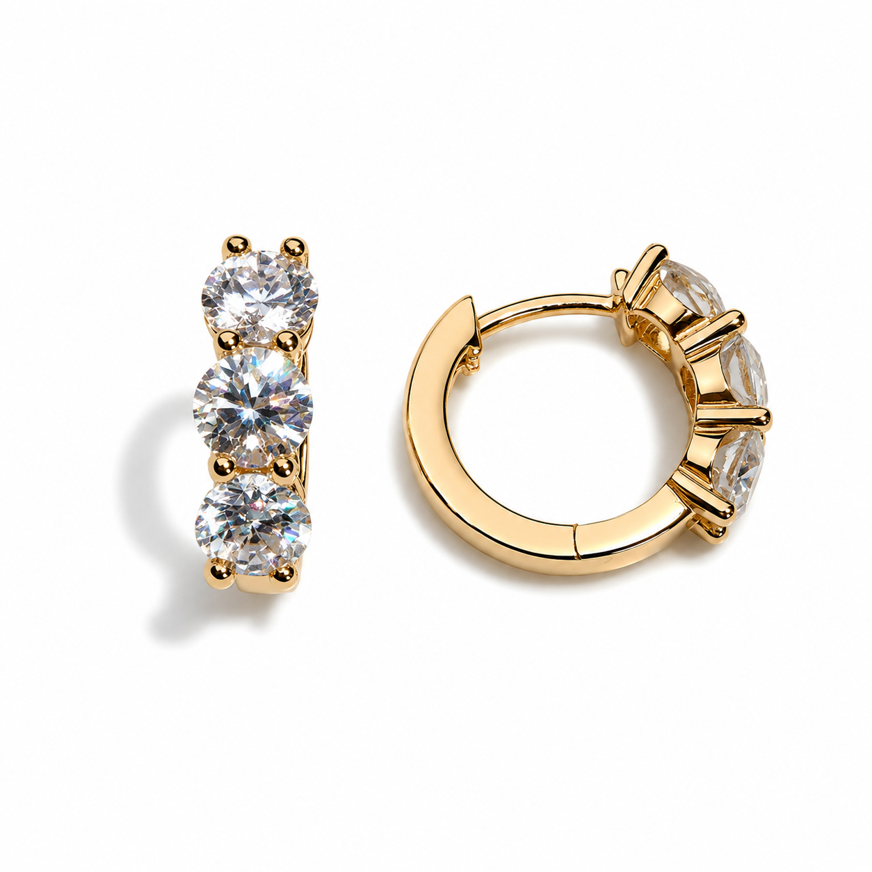 The Triple Threat Huggie Earrings, 1.5ctw