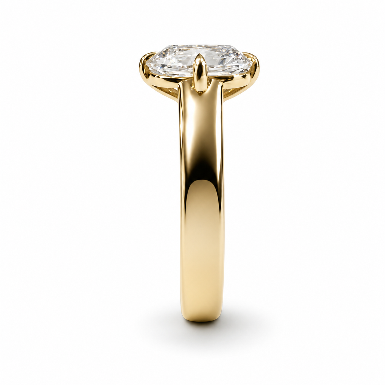 The Lodestone Solitaire, 2.17ct Antique Cut Cushion in 14 Karat Yellow Gold