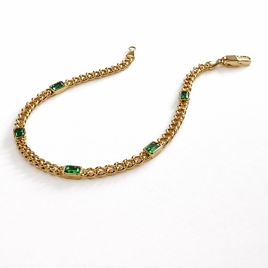 Emerald Cut Emerald Station Bracelet