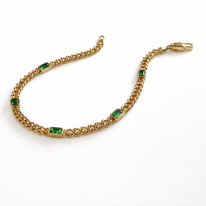 Emerald Cut Emerald Station Bracelet