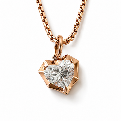 Heart-Shaped Diamond Pendant in 14K Rose Gold