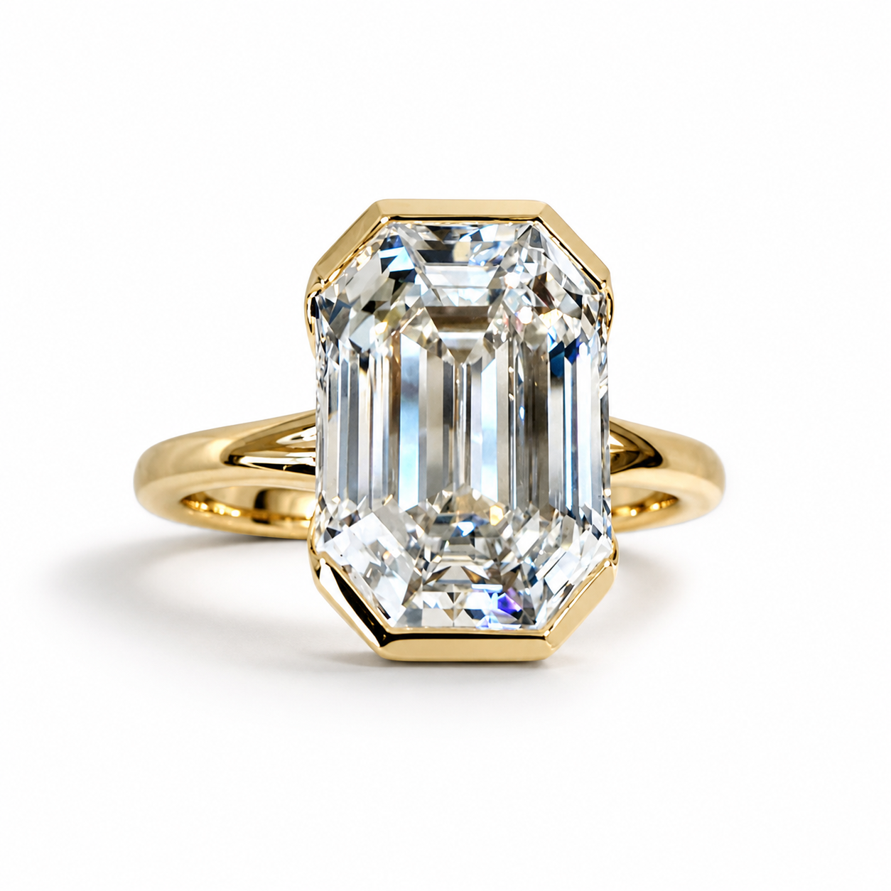 The Half Step 6ct Emerald Cut Solitaire in 14K Yellow Gold