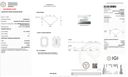 3.91ct E VS1 Radiant Cut IGI Certified Lab Diamond