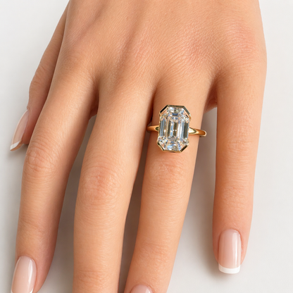 The Half Step 6ct Emerald Cut Solitaire in 14K Yellow Gold