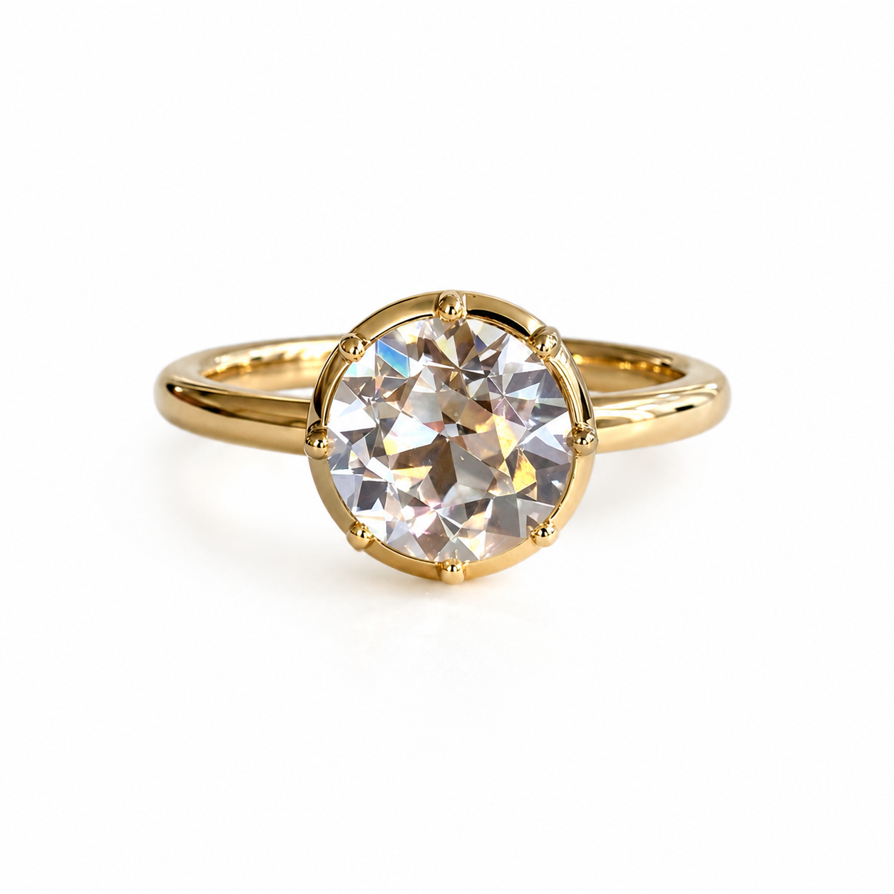 The 8 Ball 2ct Old European Cut Round Solitaire in 14K Yellow Gold