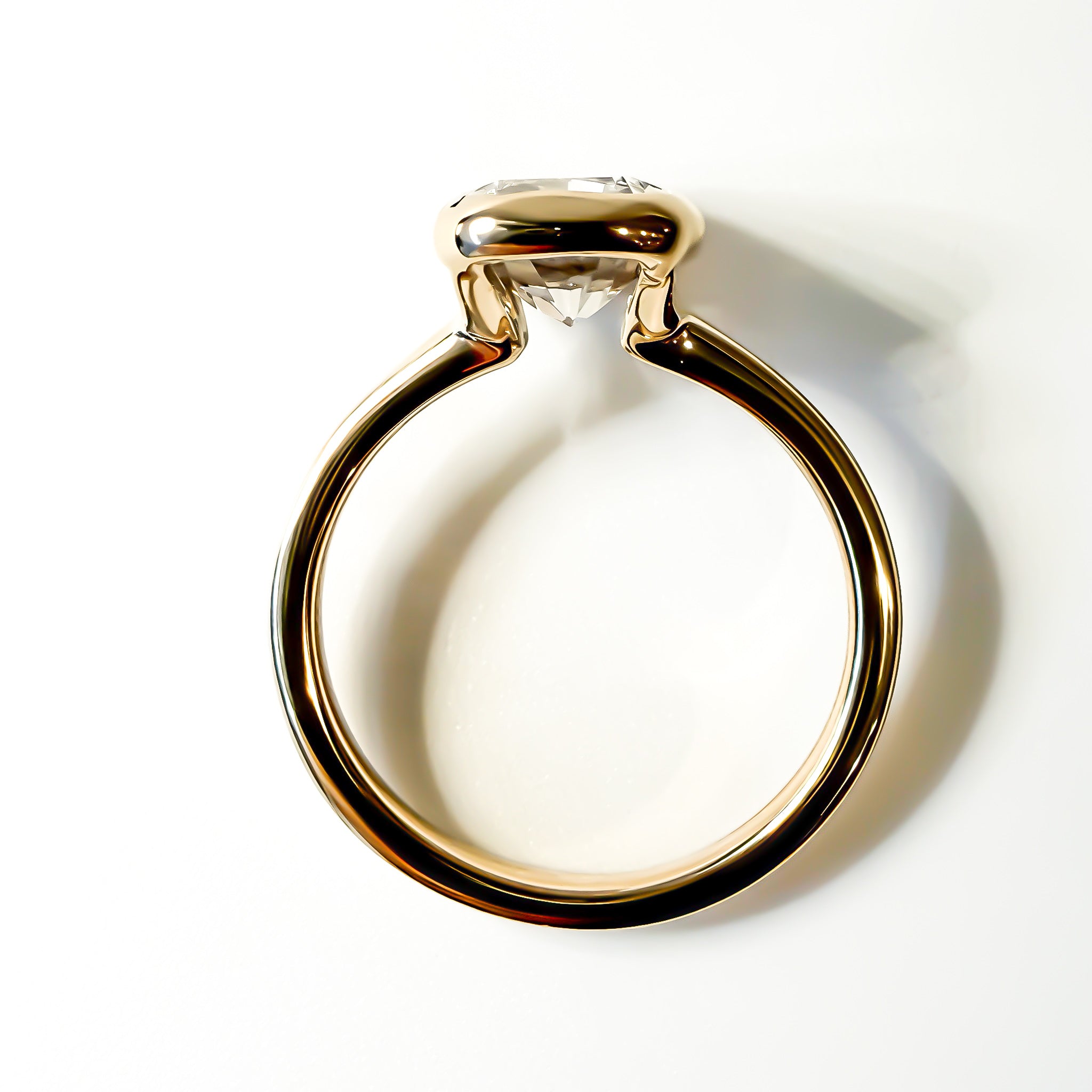 Bezel Mixed Cut Cushion Ring, 14K Yellow Gold