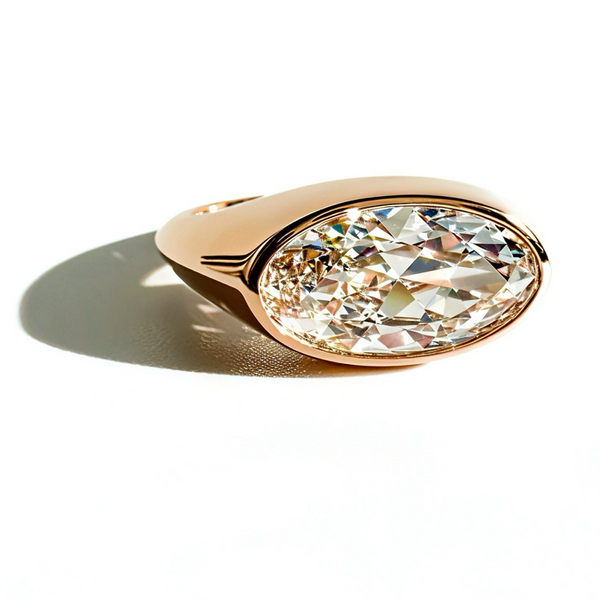 The Bicoastal Signet, 3ct Antique Cut Oval in Rose Gold