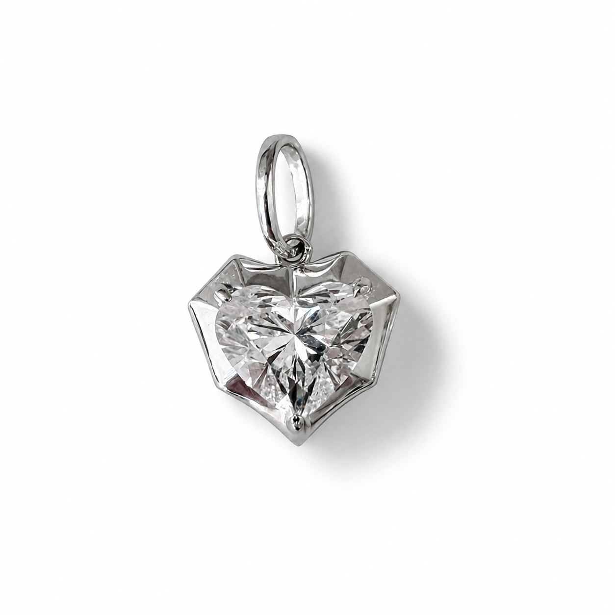 Heart-Shaped Diamond Pendant in 14K White Gold