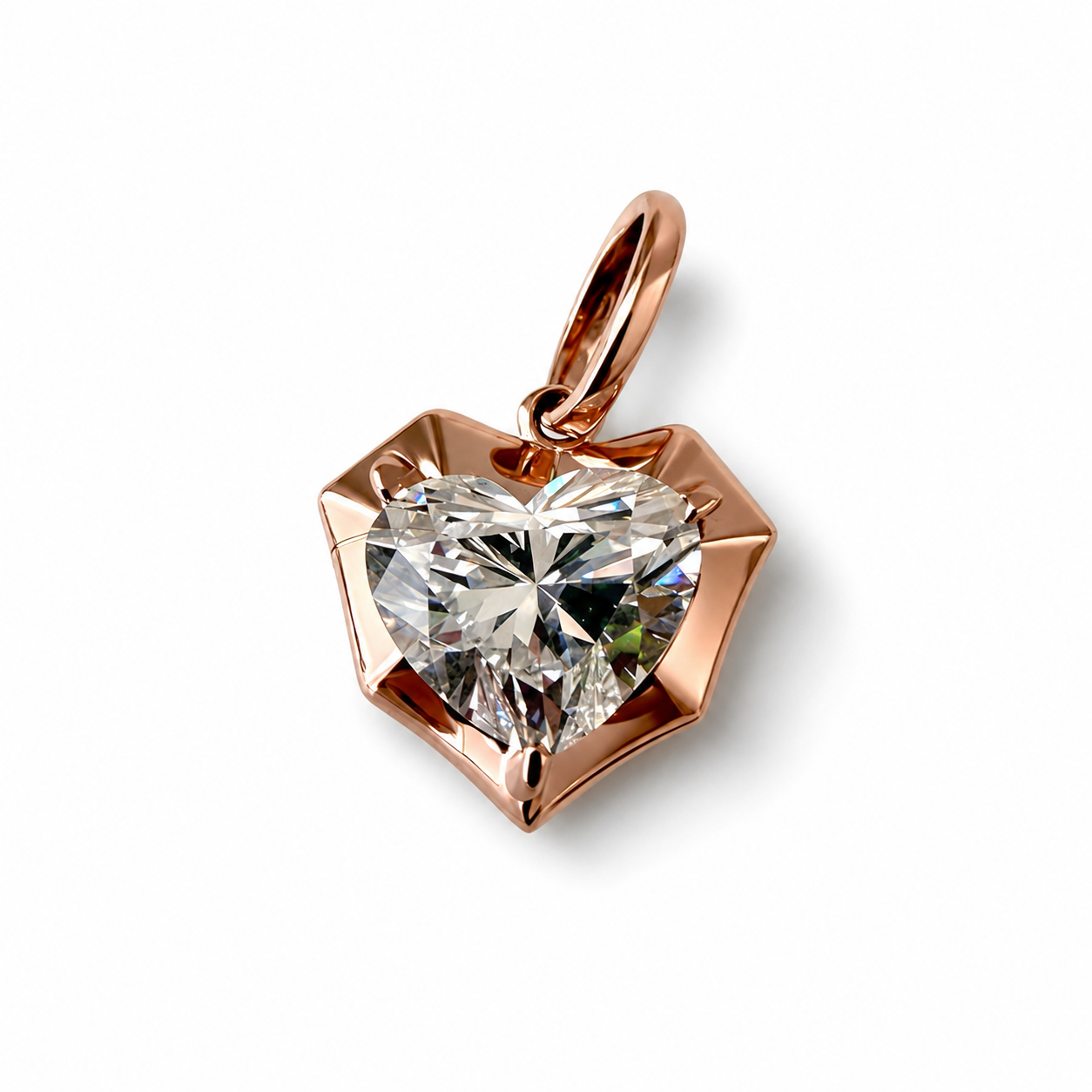 Heart-Shaped Diamond Pendant in 14K Rose Gold