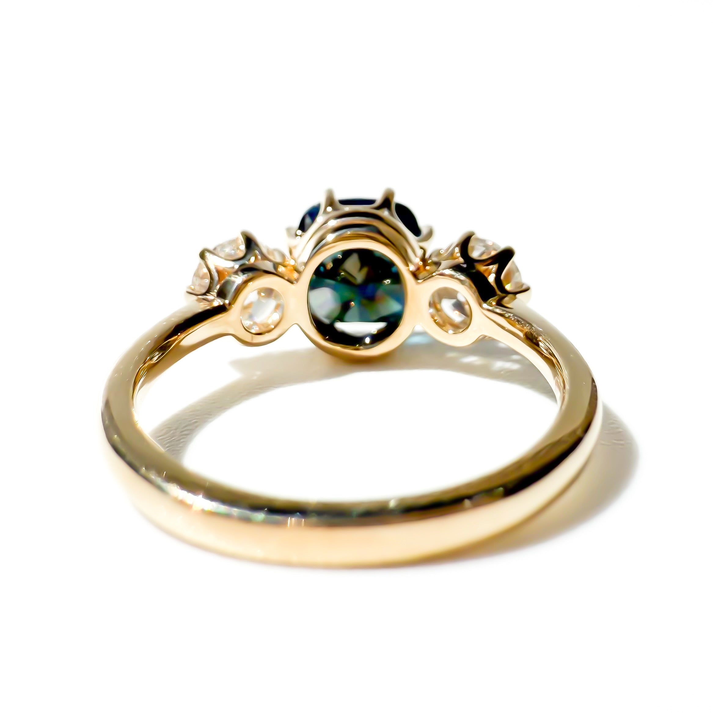 The Three Graces, Fancy Deep Blue Trilogy in 14K Yellow Gold
