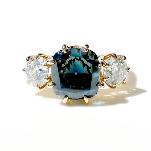 The Three Graces, Fancy Deep Blue Trilogy in 14K Yellow Gold