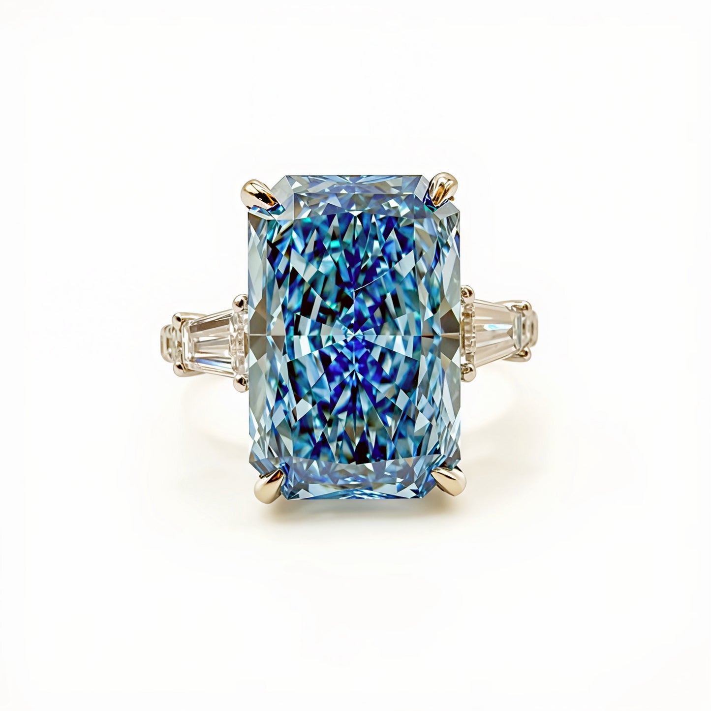 The Cinderella 5ct Fancy Blue Radiant Ring in 14K White Gold