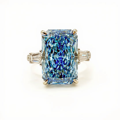 The Cinderella 5ct Fancy Blue Radiant Ring in 14K White Gold