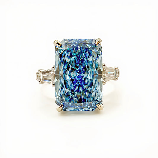 The Cinderella 5ct Fancy Blue Radiant Ring in 14K White Gold